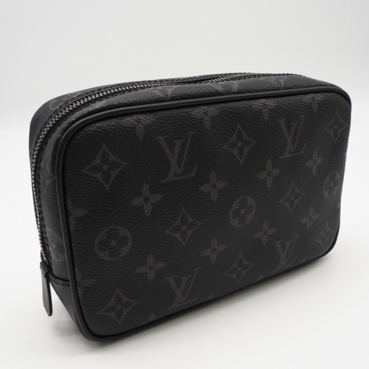 ★3日以内返品可★ 極美品 LOUIS VUITTON ルイ・ヴィトン モノグラム エクリプス トゥルーストワレPM M46577 クラッチバッグ ブラック グレー コーティングキャンバス レザー メンズ【中古】