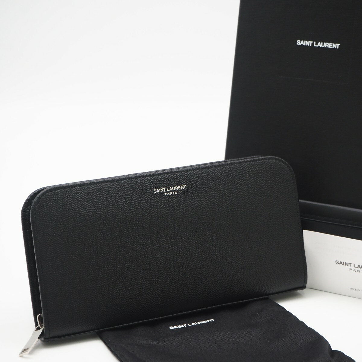 Rakuten - ★3日以内返品可★ 極美品 SAINT LAURENT PARIS サンローランパリ クラシック サンローラン フルジップウォレット 534290 長財布 ブラック カーフレザー メンズ【中古】