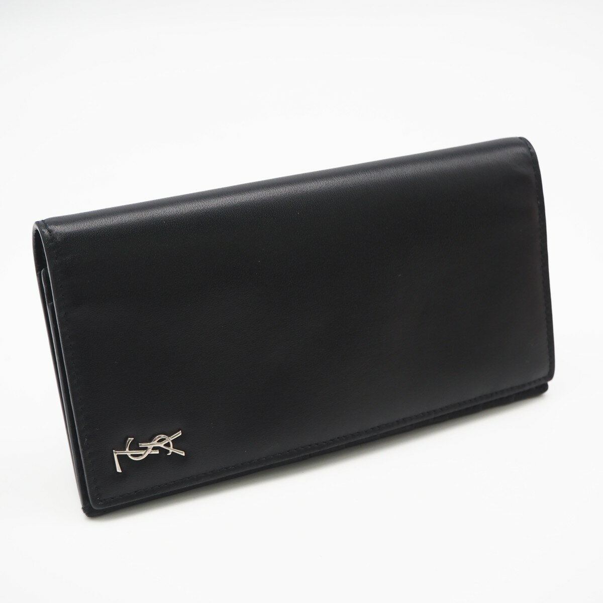 Rakuten - ★3日以内返品可★ 美品 SAINT LAURENT PARIS サンローランパリ タイニーカサンドラ コンチネンタルウォレット 607746 長財布 ブラック カーフレザー メンズ【中古】