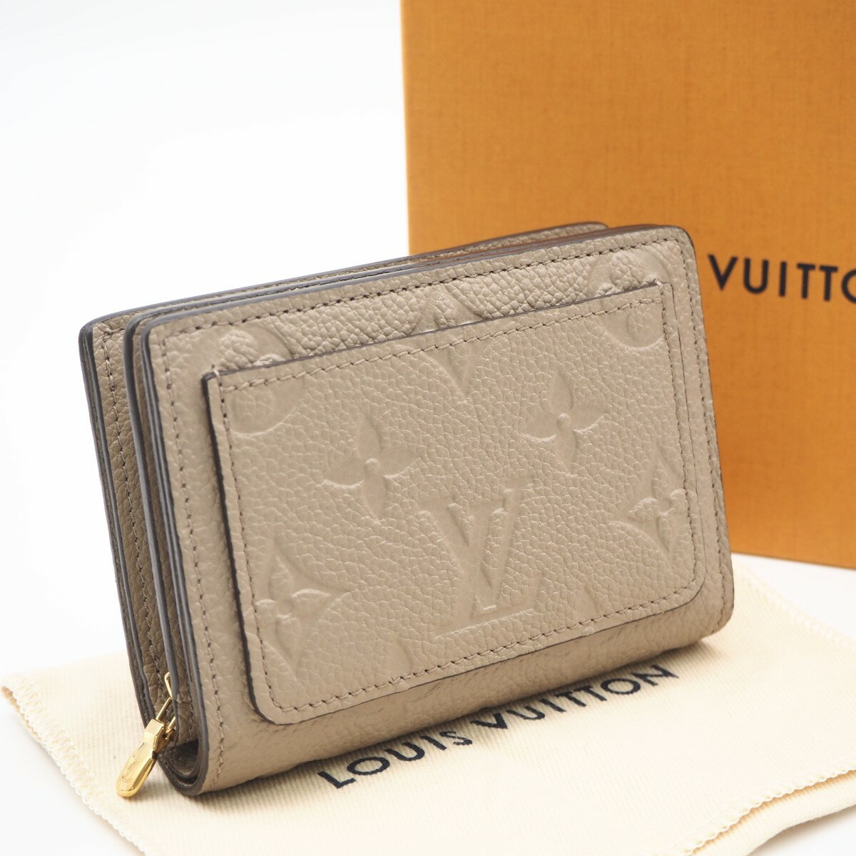 Rakuten - ★3日以内返品可★ 美品 LOUIS VUITTON ルイ・ヴィトン モノグラム アンプラント ポルトフォイユ クレア トゥルトレール M80152 二つ折り財布 ベージュ グレインレザー レディース【中古】