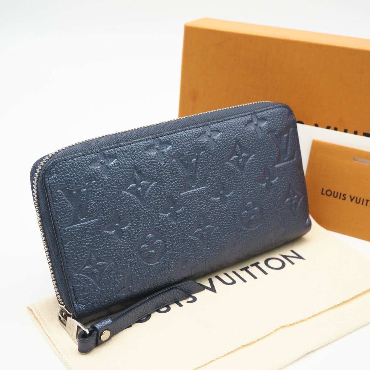 Rakuten - ★3日以内返品可★ 美品 LOUIS VUITTON ルイ・ヴィトン モノグラム アンプラント ジッピーウォレット メタリックブルー M80958 長財布 メタリックブルー グレインレザー レディース【中古】