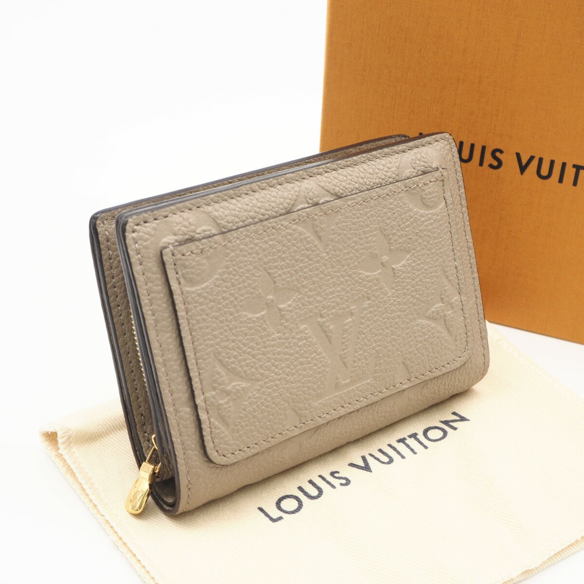 Rakuten - ★3日以内返品可★ 美品 LOUIS VUITTON ルイ・ヴィトン モノグラム アンプラント ポルトフォイユ クレア トゥルトレール M80152 二つ折り財布 ベージュ グレインレザー レディース【中古】
