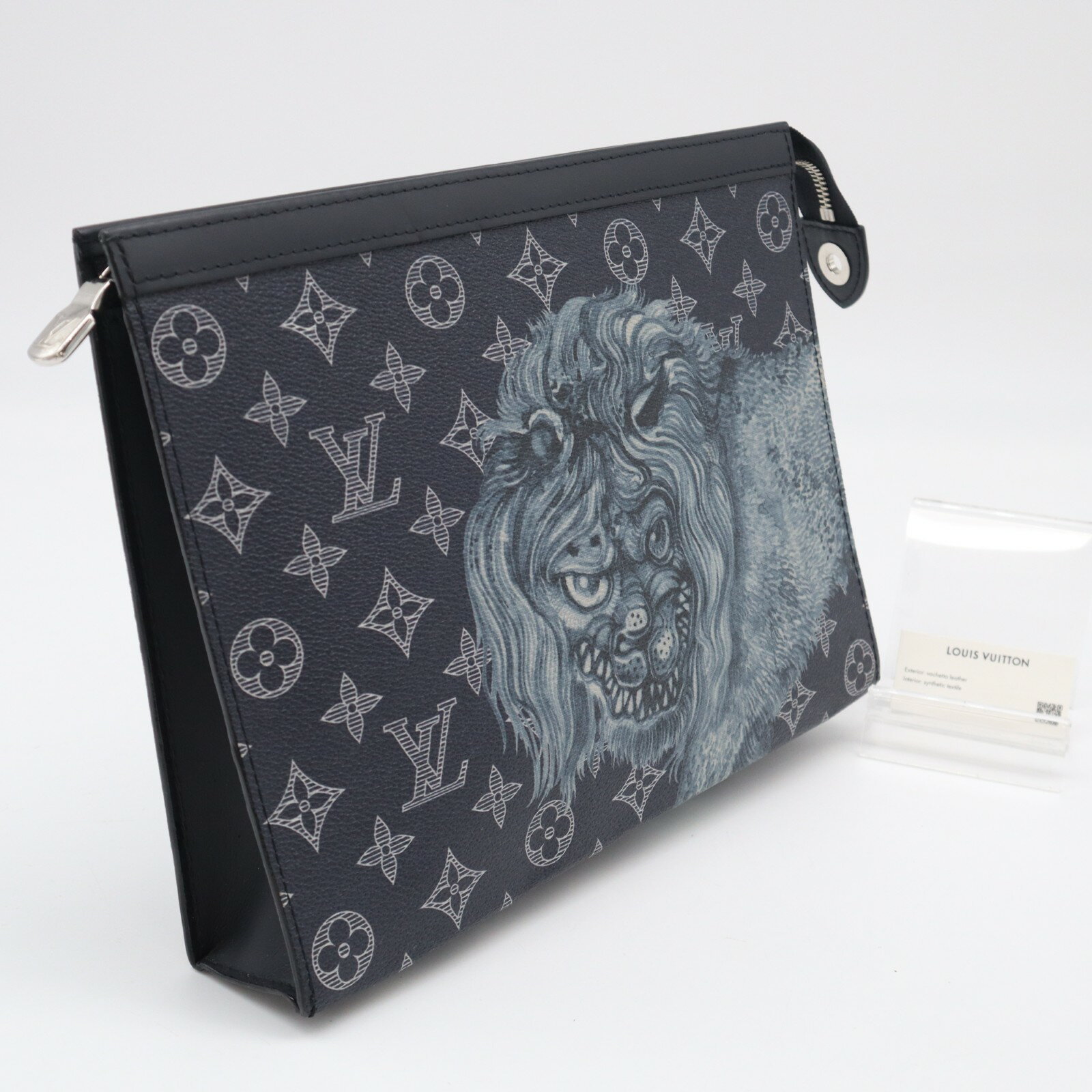 乐天商城 - ★3日以内返品可★ 美品 LOUIS VUITTON ルイ・ヴィトン モノグラム サバンナ ポシェットヴォワヤージュ M66639 クラッチバッグ ネイビー ホワイト ブラック レザー メンズ【中古】