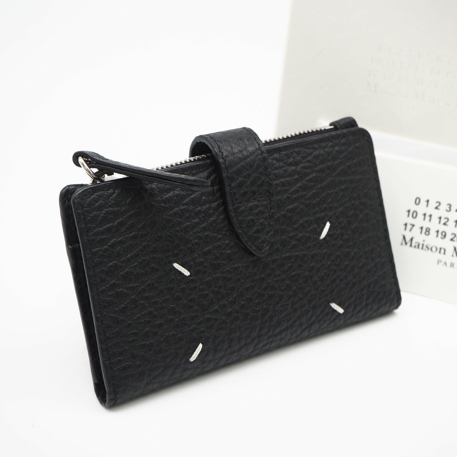 乐天商城 - ★3日以内返品可★ 極美品 MAISON MARGIELA メゾンマルジェラ 4ステッチ ジップウォレット SA1VX0019 コインケース ブラック ホワイト カーフレザー メンズ【中古】