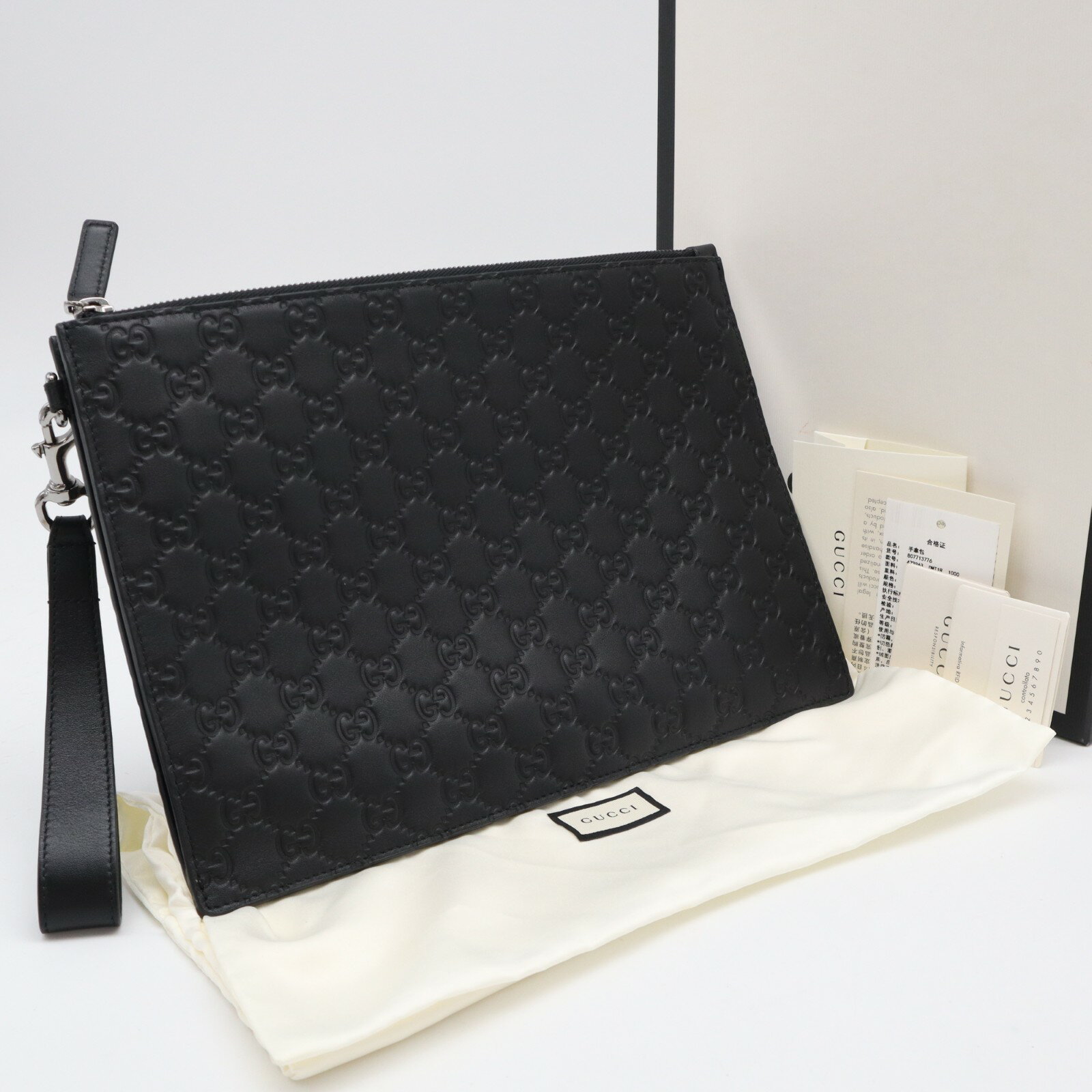 樂天商城 - ★3日以内返品可★ 極美品 GUCCI グッチ グッチシマ レザー クラッチバッグ 473963 クラッチバッグ ブラック カーフレザー メンズ【中古】