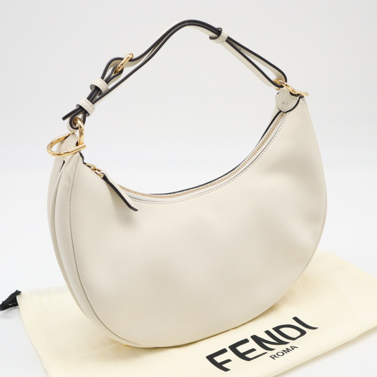 樂天商城 - ★3日以内返品可★ 極美品 FENDI フェンディ フェンディグラフィー フェンディグラフィ スモール 8BR798 ハンドバッグ ホワイト カーフレザー レディース【中古】