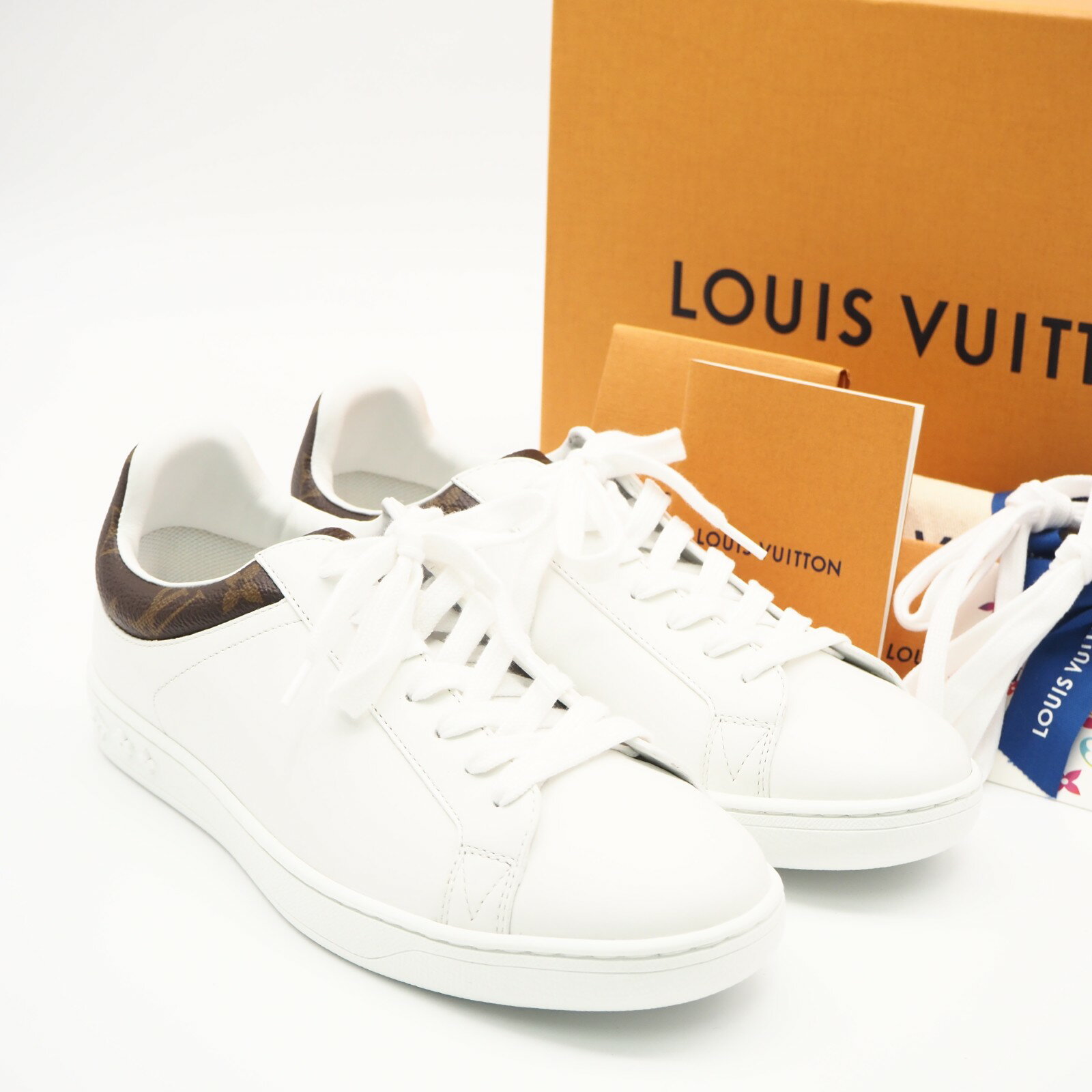 樂天商城 - ★3日以内返品可★ 未使用 LOUIS VUITTON ルイ・ヴィトン モノグラム ルクセンブルグライン スニーカー 5 24.5 MS0148 スニーカー ホワイト ブラウン ベージュ コーティングキャンバス カーフレザー レディース【中古】