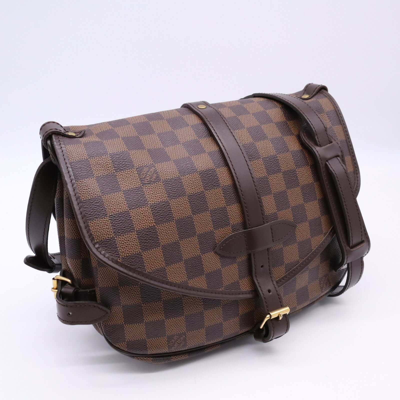 ★3日以内返品可★ 美品 LOUIS VUITTON ルイ・ヴィトン ダミエ ソミュール30 スペシャルオーダー N48081 ショルダーバッグ ブラウン ベージュ コーティングキャンバス レザー レディース【中古】