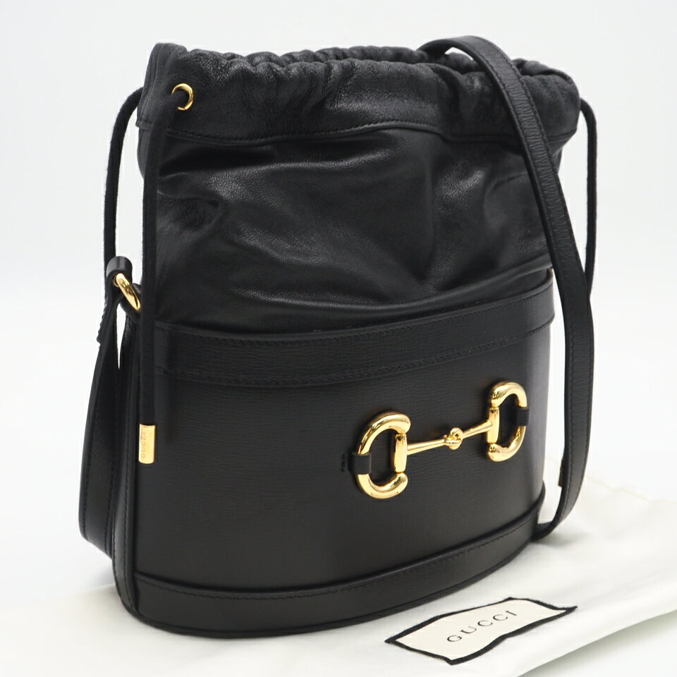 ★3日以内返品可★ 美品 GUCCI グッチ レザー ホースビット1955 602118 ショルダーバッグ ブラック レザー レディース
