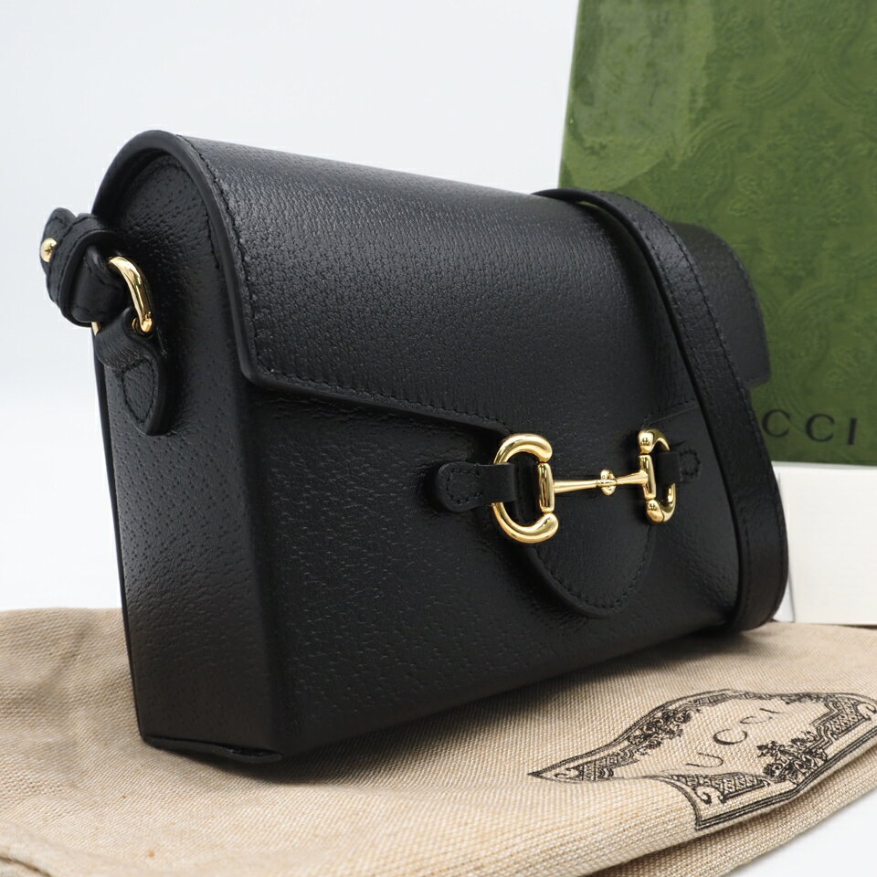 ★3日以内返品可★ 極美品 GUCCI グッチ レザー グッチ ホースビット 1955 732314 ショルダーバッグ ブラック レザー レディース