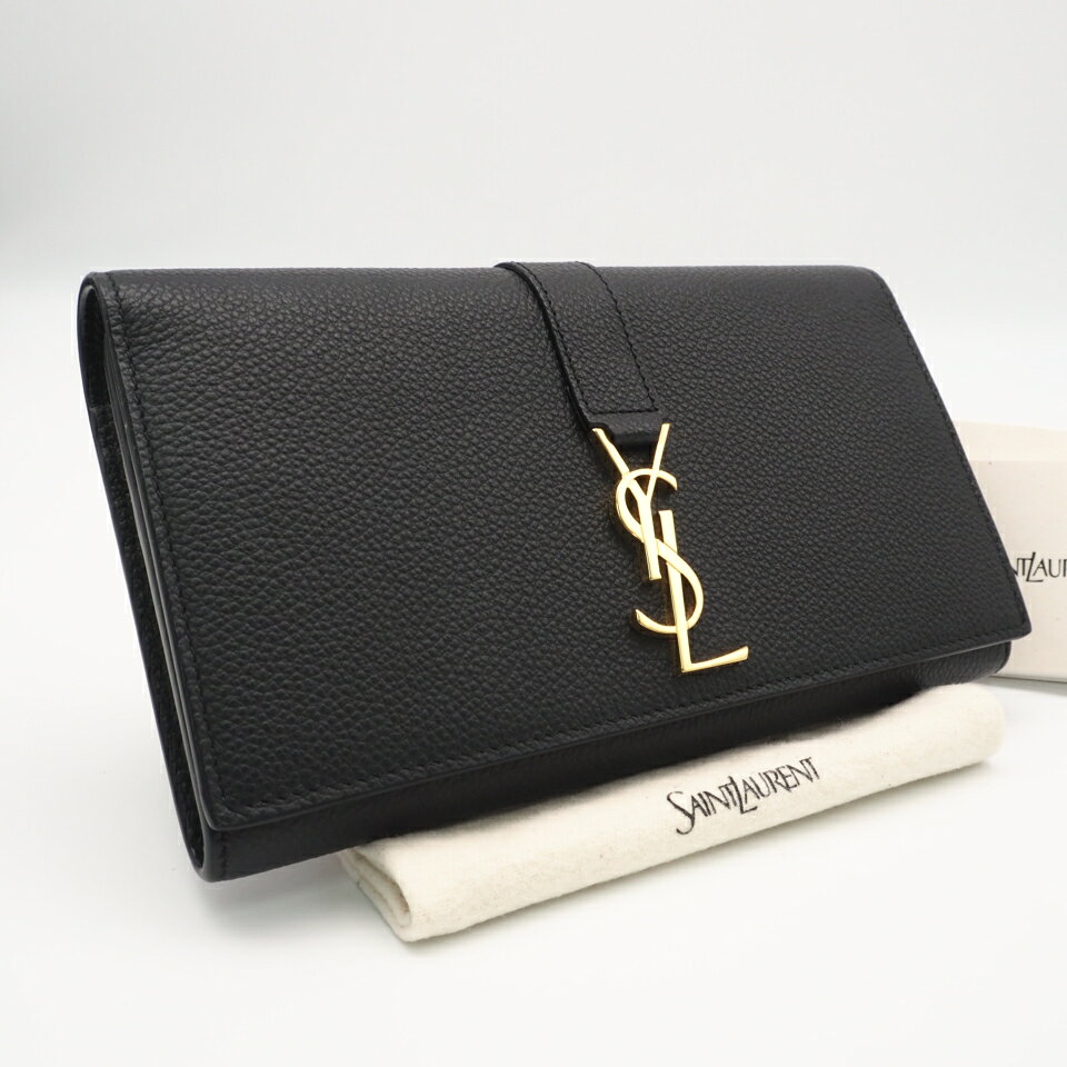 サンローランパリ YSL カサンドラロゴ ブラック 長財布 イヴサン
