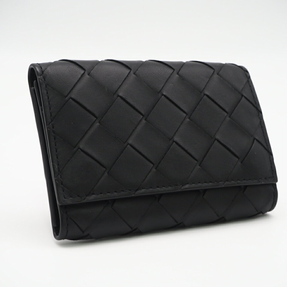 ★3日以内返品可★ 美品 BOTTEGAVENETA ボッテガヴェネタ イントレチャート中 ボッテガヴェネタ レザー キーケース 630336 キーケース ブラック カーフレザー メンズ【中古】