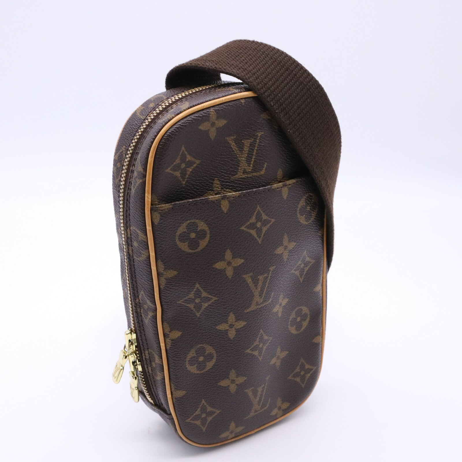 ★3日以内返品可★ LOUIS VUITTON ルイ・ヴィトン モノグラム ポシェット ガンジュ M51870 ショルダーバッグ ブラウン ベージュ コーティングキャンバス レザー メンズ【中古】