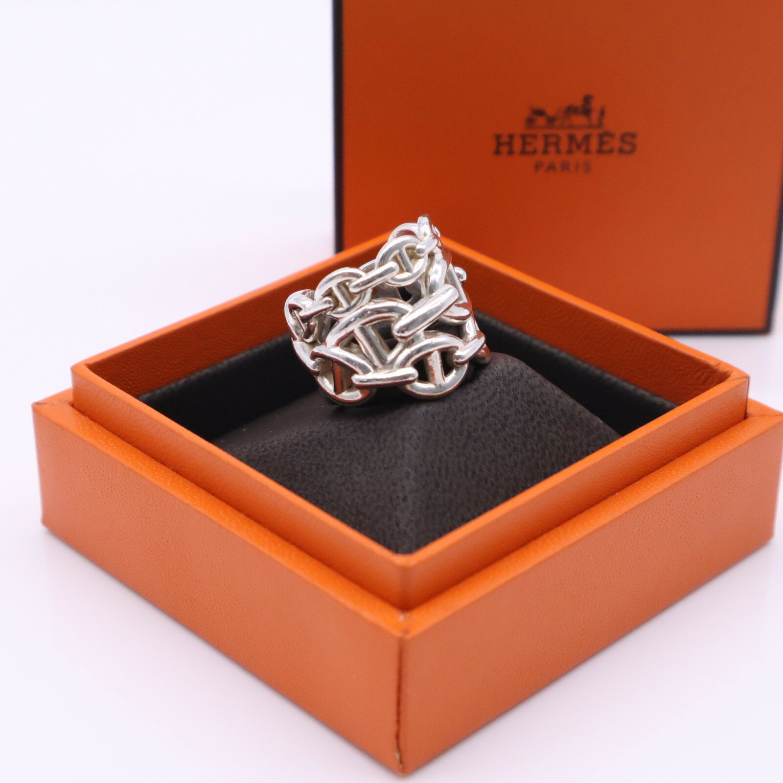 ★3日以内返品可★ 美品 HERMES エルメス シェーヌダンクル アンシェネGM #51 Ag925 10号 - リング・指輪 シルバー シルバー メンズ【中古】