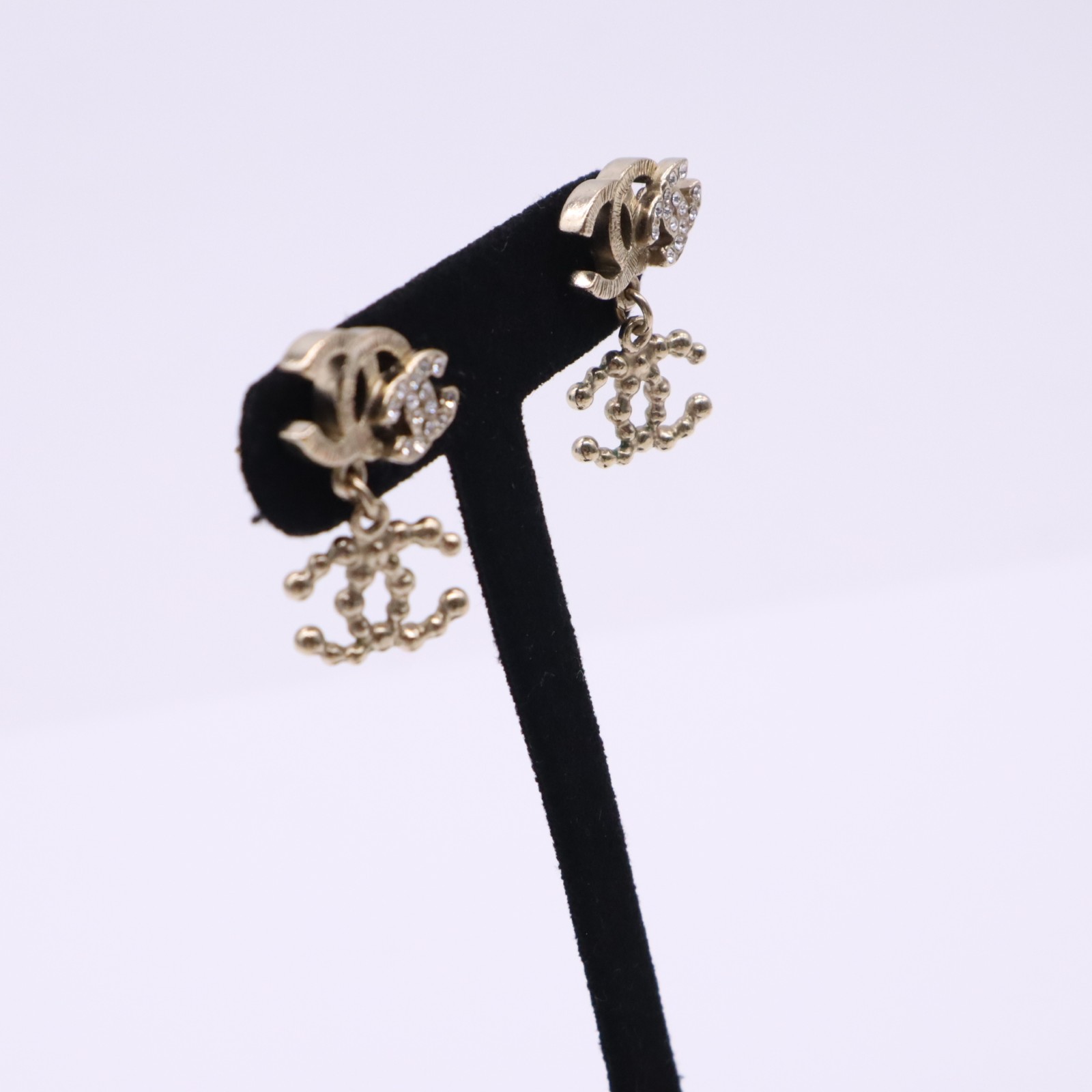 ★3日以内返品可★ CHANEL シャネル トリプルココマーク ラインストーン アクセサリー ピアス GP キャッチなし - ピアス ゴールド GP レディース【中古】