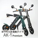 折りたたみ 電動バイク AK-1 PREMIUM EV 電動スクーター 公道走行 原付 自動車 スクーター LEDライト 家庭電源 バッテリー リチウムイオン ...