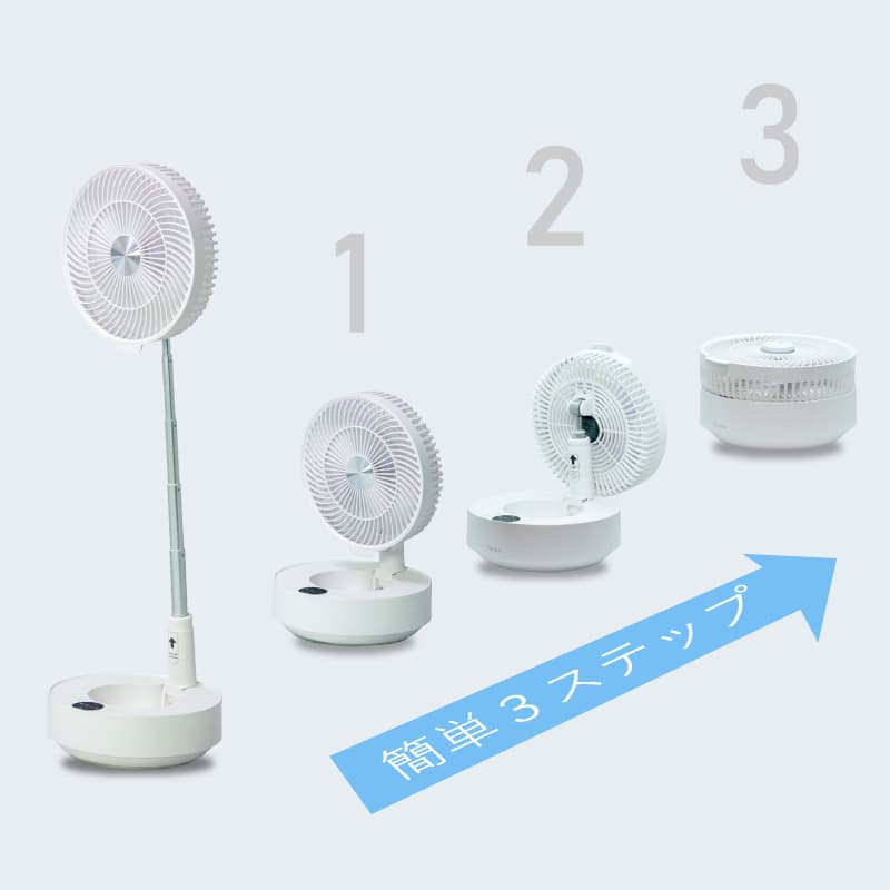 SKJAPAN 扇風機 【2/16 12:00〜2/18 11:59限定ポイントアップ】 SJM-E908 伸縮 収納 充電式 5枚羽根 DCモーター 折りたたみ ホワイト フルリモコン ファン タイマー 首振 おしゃれ エスケイジャパン