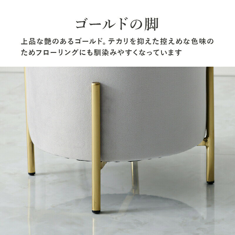 萩原 スツール 【1/30限定 500円OFFクーポン】 LS-4762 丸いす コールドの脚 くすみカラー ベロア風 韓国インテリア パステルカラー サロン 光沢感 おしゃれ [2]