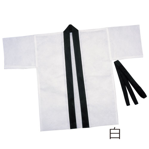 カラー不織布ハッピ 子供用 J 白(記念品・その他 体育祭 運動会 衣装 応援 はっぴ 法被 半被 無地 園児)