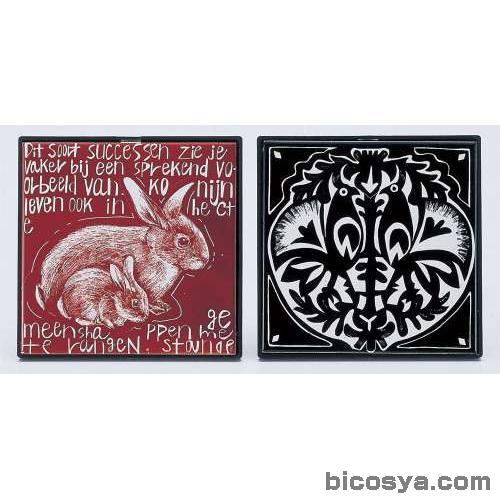 陶芸スクラッチタイル(大) ブルー（陶芸 磁器皿）