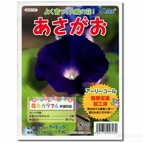 あさがおの種 追肥付 ［メール便：10］ 生物 栽培 朝顔の種 夏休み 観察日記 理科 自由研究セット 工作キット アサガオのたね 