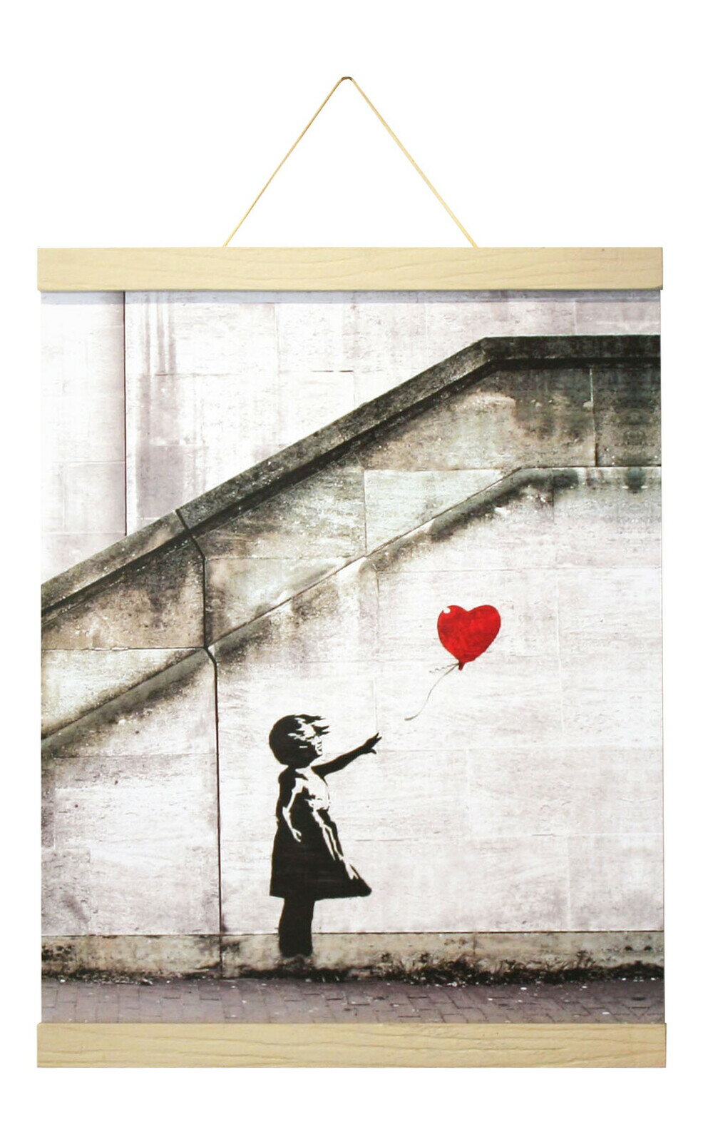 バンクシー ハンガータイプ ホワイト Banksy Red Balloon(White Hanger style) iba-61992 絵画 壁掛け おしゃれ 赤い風船 アートパネル 愛はごみ箱の中に 反戦 送料無料