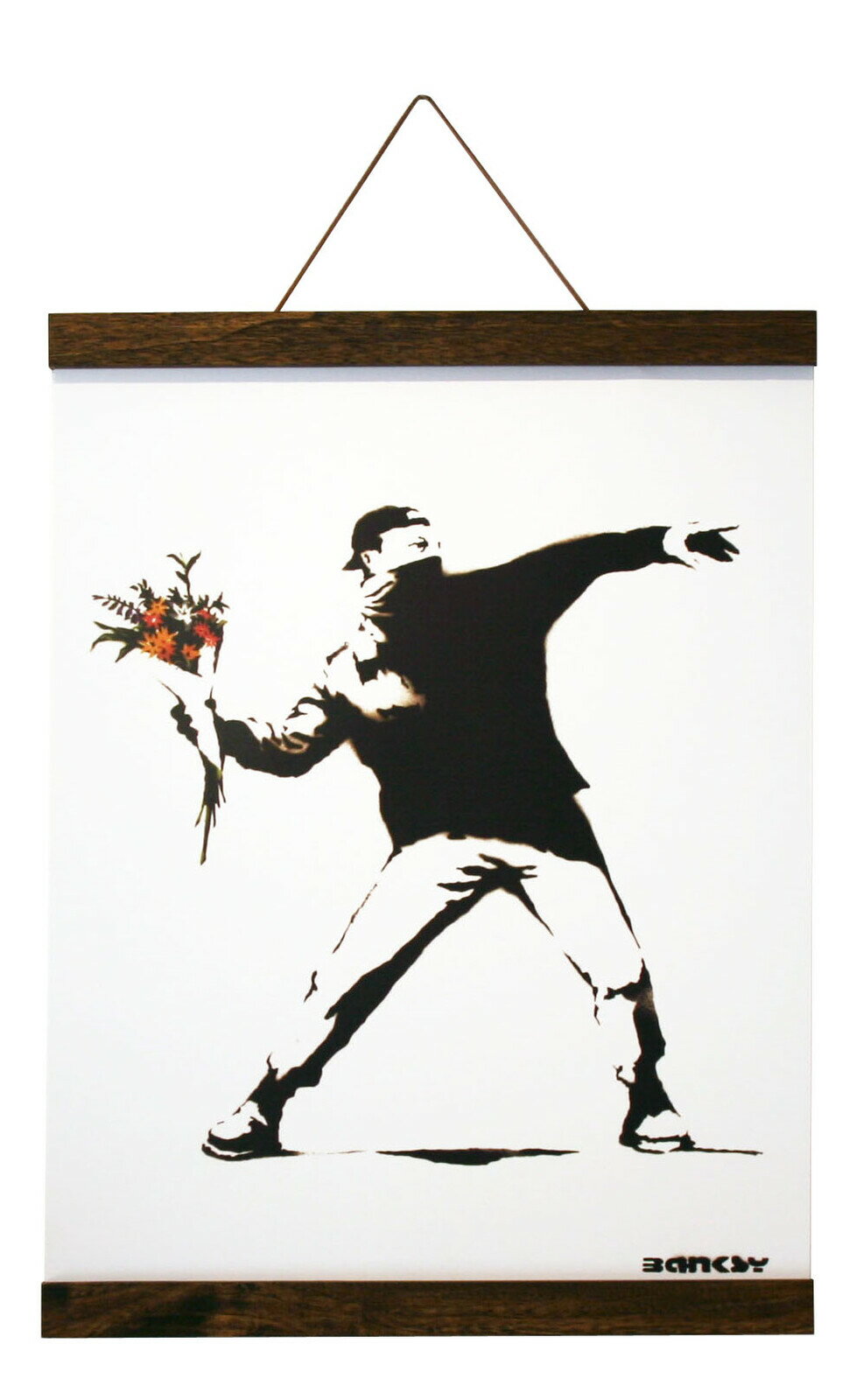 バンクシー ハンガータイプ ブラウン Banksy Molotov(Brown Hanger style) iba-61994 絵画 壁掛け おしゃれ アートパネル 覆面 火炎瓶 花束少年 送料無料