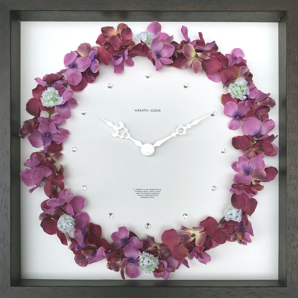 おしゃれなフラワークロック おしゃれ フラワークロック ハイドレンジア Wreath Clock Hydrangea mauve cwc-52877 送料無料