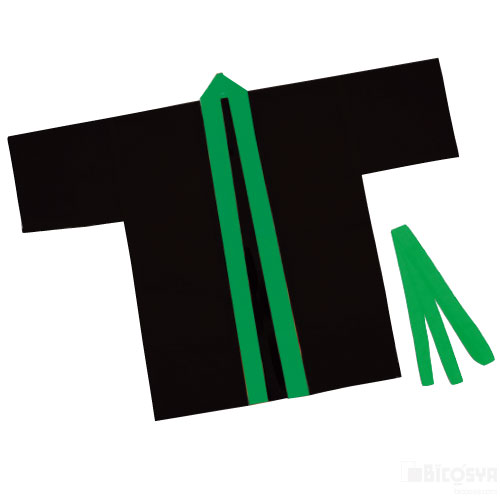 乐天商城 - カラー不織布ハッピ 子供用 J 黒（襟緑）（運動会 ハッピ 運動会 衣装 応援 はっぴ 法被 半被 無地 長）