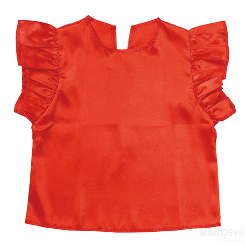 乐天商城 - フリフリサテンシャツ 赤（運動会 衣装ベース）