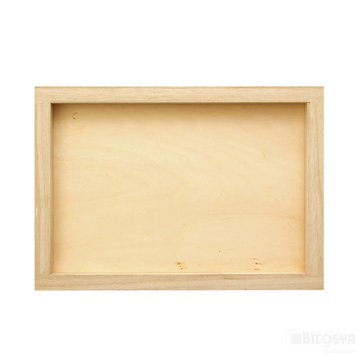 ディスプレイのベースに！ サイズ：外寸：約300×267×12mm、内寸：約267×180×8mm、内寸高さ：約8mm セット内容：本体×1 重量：179g 材質：木（桐材） 木製土台ベース A4（紙工作・パーツ 工作材料 模型趣味 土台）