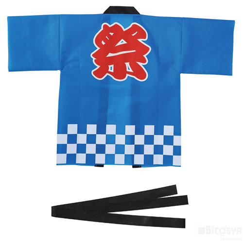 カラー不織布ハッピ祭(L) 青(運動会 ハッピ 運動会 衣装 応援 はっぴ 法被 半被 お祭り)