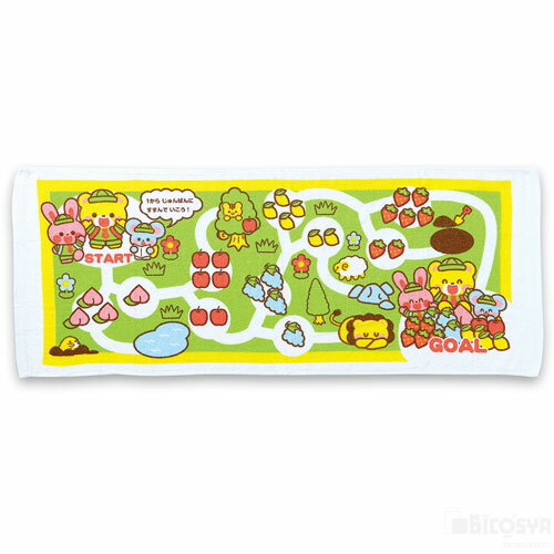 1から順番に進んでいこう！ サイズ：860×340mm セット内容：タオル1枚 重量：65g 材質：綿100％ めいろタオル あつめてくだもの（知育玩具 その他 クリスマス 子供会 プレゼント イベント 景品 知育玩具）