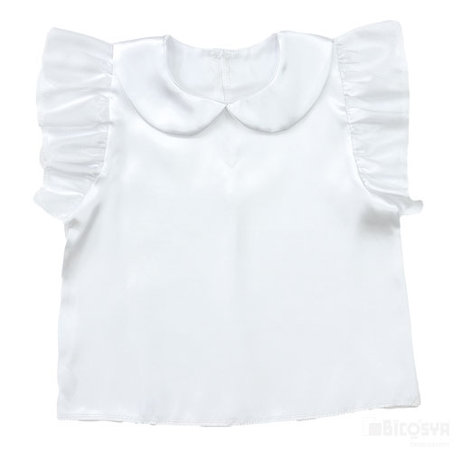 Rakuten - ソフトサテン 丸襟付フリフリシャツ 白（運動会 衣装ベース 運動会 仮装 文化祭 演劇 学芸会 手作り ハロウィン お遊戯会 かわいい 女の子）