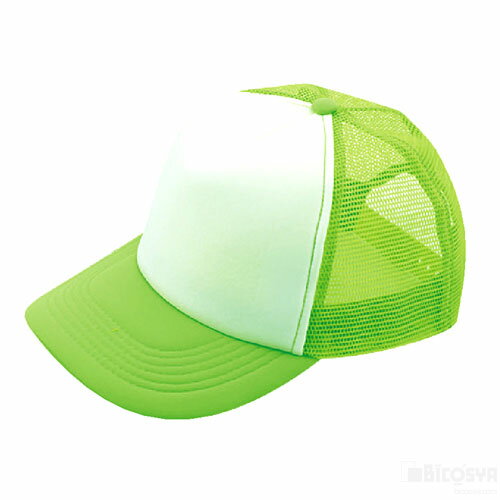 イベントメッシュキャップ 蛍光グリーン×ホワイト 124(記念品・その他 体育祭 運動会 ダンス 日除け 帽子 組分け 集団行動)
