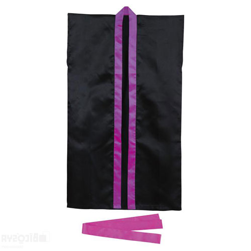 Rakuten - ソフトサテンロングハッピ J 黒/紫襟(ハチマキ付)（運動会 ハッピ 運動会 体育祭 体育大会 文化祭 学園祭 中学 高校 ダンス衣装 発表会 お祭り エイサー）