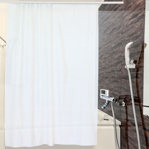乐天商城 - シャワーカーテン ホワイト 130×178cm フック付き（イベント 衛生用品 飛散防止 清潔 バスルーム お風呂）