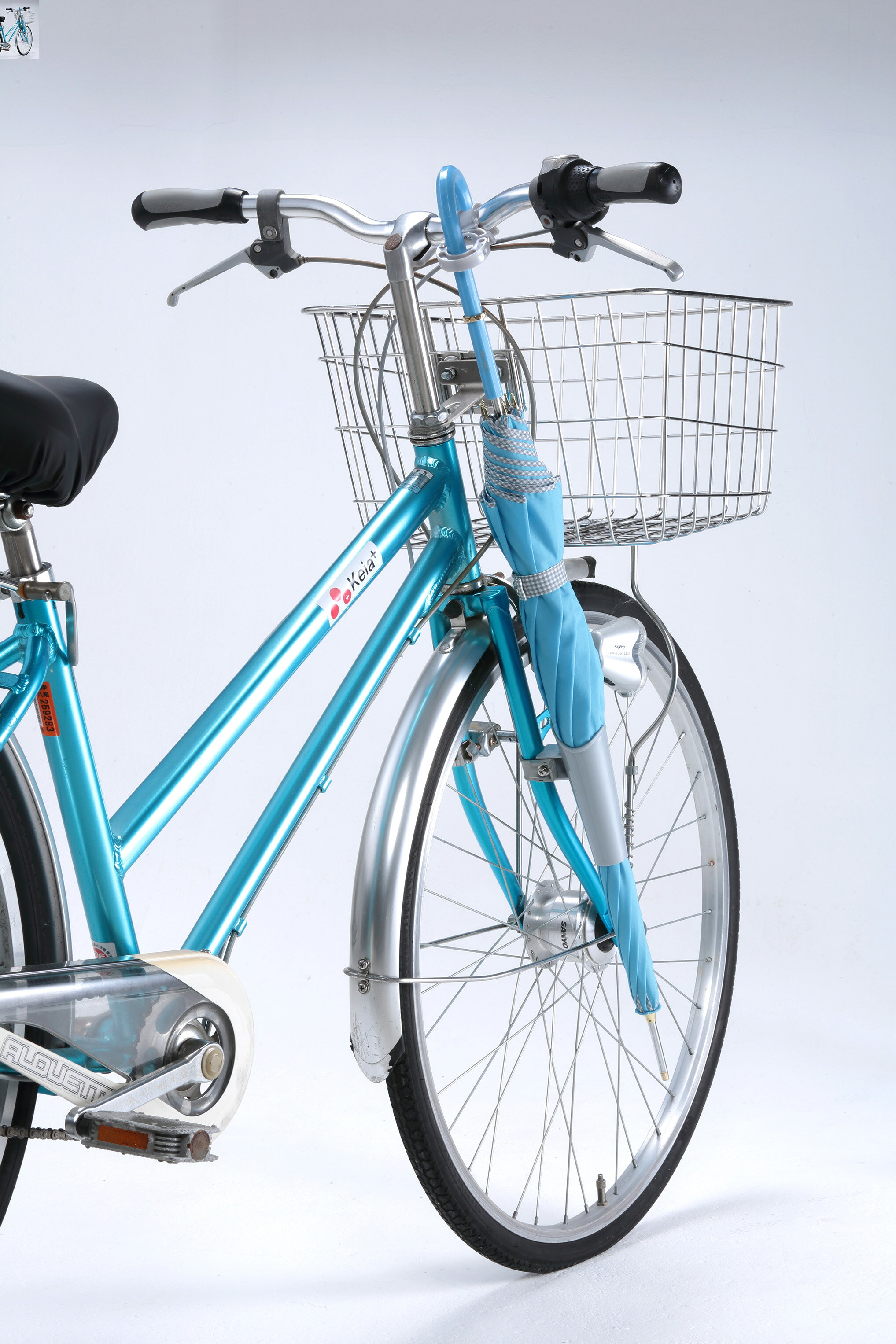 自転車屋ライフサイクルの自転車用 カサホルダー Ver.21 川住製作所 傘収納 雨対策 簡単 ワンタッチ ひったくり防止 日傘 雨傘 ブラック シルバー｜アングル2