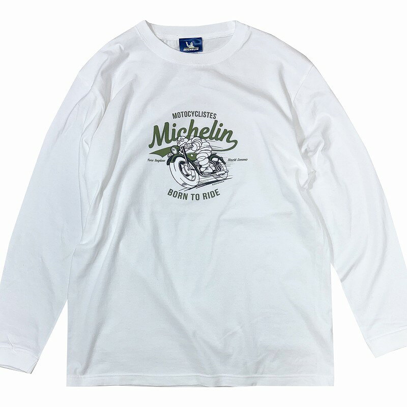ミシュラン ロングスリーブTシャツ ミシュラン Moto 人気 バイクデザイン ロング tシャツ 白い 長袖 ミシュランマン ロゴ Tシャツ バイク柄 バイク乗り バイク好き スタンダードビブ ビバン