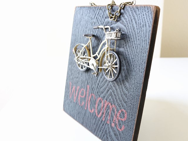 自転車 ウェルカムボード 玄関 おしゃれ レトロ 自転車 welcome ドアプレート かわいい ウェルカム 看板 自転車モチーフ ノスタルジックデコ ウェルカム 自転車雑貨 ミニチュア サイン アンティーク 可愛い 自転車看板 サインプレート バイシクル エクステリア 送料無料 [3]