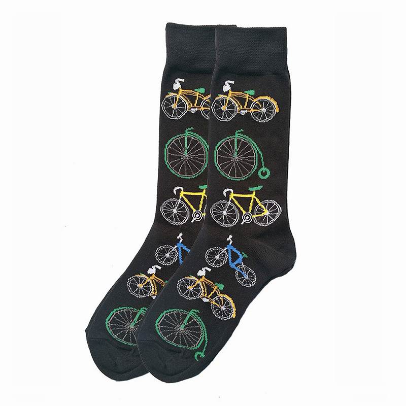 自転車柄 クルー丈 ソックス 靴下 Socks ソックス ユニセックス メンズ ＆ レディス ロング ハイソックス ロードバイク 可愛い おしゃれ バイシクル かわいい オシャレ 自転車モチーフ 雑貨 自転車好き 友達 喜ばられる プレゼント 男女兼用 ポイント2倍♪