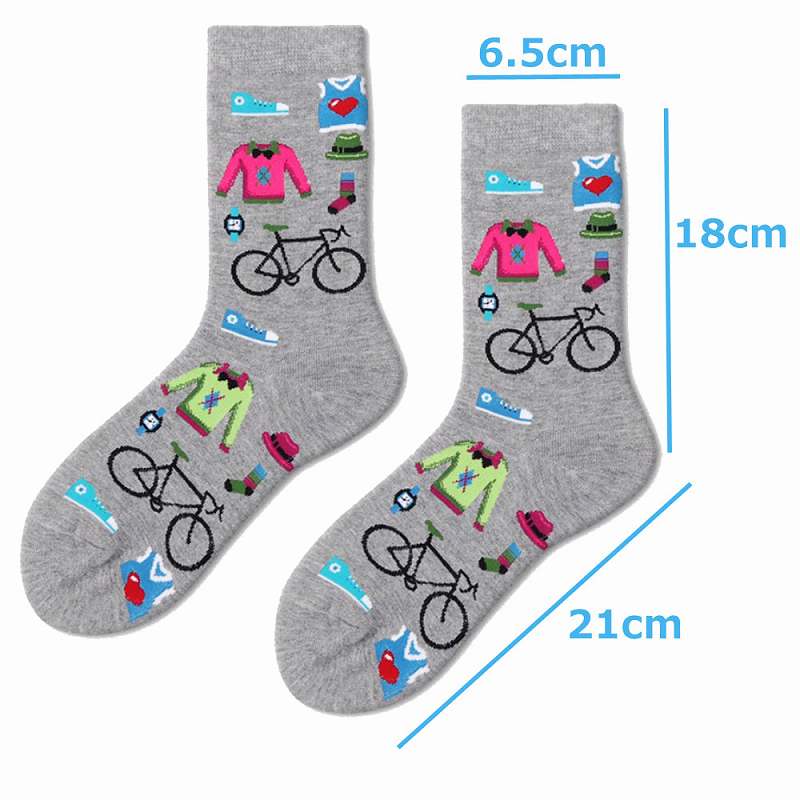 メール便 Socks ソックス 自転車 クルー丈 ソックス 靴下 女子 女の子 スニーカー レディース コーデ ロードバイク 自転車柄 かわいい オシャレ プレゼント おしゃれ バイシクル 自転車モチーフ プチプレ ギフト 23-24cm