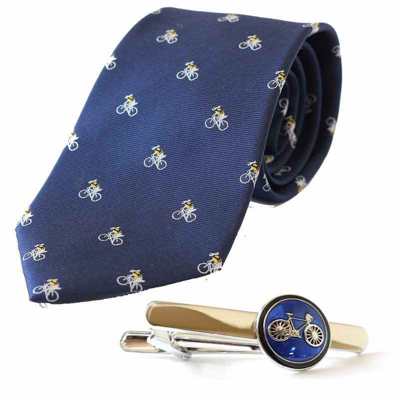 【通常購入よりお得 2点セット】 自転車ネクタイ+ネクタイピン 自転車 ネクタイ うさぎ うさぎモチーフ 自転車とウサギ柄 走るうさぎ 京都 西陣織 自転車ネク...