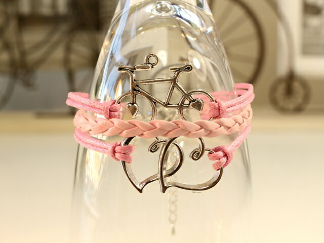 自転車モチーフギフト 送料無料ブレスレット レディース かわいい ハートモチーフ 自転車 ブレスレット 自転車チャーム 重ねづけ 自転車モチーフ 自転車雑貨 お...