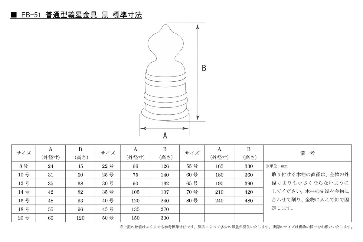 BIDOOR(ビドー) EB-51 普通型義星金具 黒 35号 2