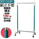 タフグラン S-Class600 レザー ハンガーラック グリーン 幅60cm 耐荷重100kg 組立不要 業務用 頑丈 丈夫 日本製 強い シンプル パイプハ...