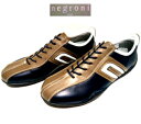 negroni ネグローニ IDEA ドライビングシューズ レザースニーカー 3E 幅広 日本製 ネイビー×ブラウン 紺 茶 24.0cm〜27.0cm 大きめ...