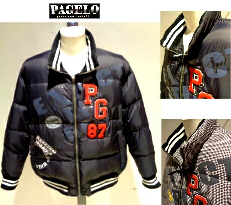 パジェロ メンズ 秋冬 ダウンブルゾン LL・L・M ギンガム・黒 大きいサイズ ダウンジャケット 紳士服 新品 正規品 暖かアウター 防寒着 40代 50代 60代 ギフト プレゼント PAGELO