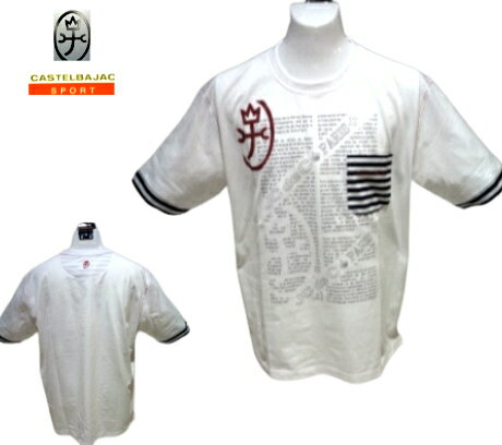 カステルバジャック 春夏 2024 半袖 Tシャツ 48 50 白 日本製 ロゴ プリント メンズ 紳士服 大きいサイズ ハイゲージ綿 40代 50代 60代 CASTEL BAJAC