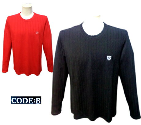 コードビー 長袖ニット 長袖Tシャツ 春夏 メンズ 50 48 46 サイズ 赤 黒 ストレッチ生地 2025 紳士服 大きいサイズ 30代 40代 50代 ギフト バラシ CODE-B